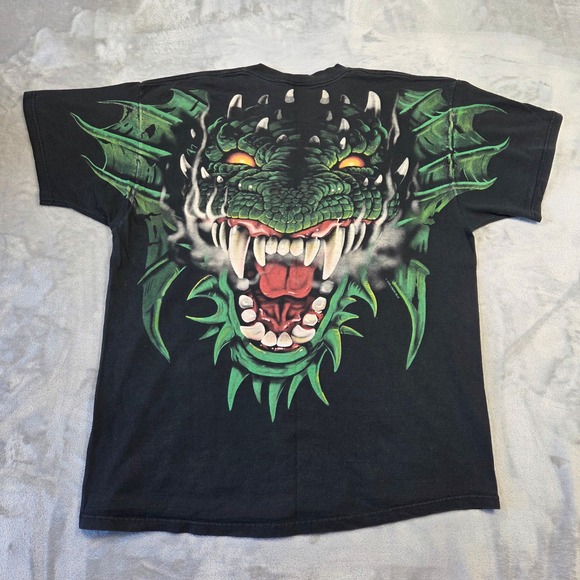 Vintage Liquid Blue 1996 Dragon All Over Print T Shirt Men's XXL Y2k Grunge Punk - Picture 2 of 7